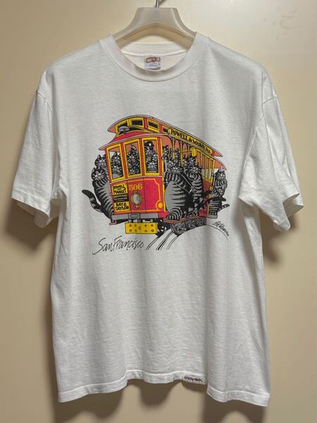 90s クリバンキャット 猫Tシャツ M ハワイ made in USA クレイジーシャツ 80s