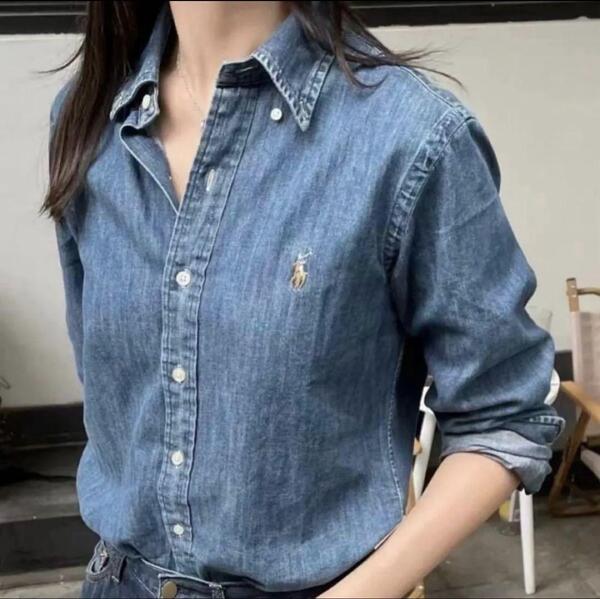 即完売 RALPHLAUREN ラルフローレン ダンガリーシャツ 大人気 マルチポニー クラシックフィット デニム インディゴ 刺繍 BD 正規品