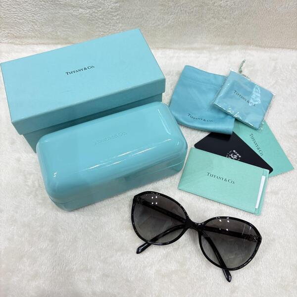 極美品 TIFFANY ティファニー シグネチャー バタフライ サングラス 4058-B 正規品 レディース 大きめ 黒 ブラック 春夏秋