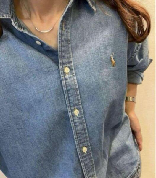 即完売 RALPHLAUREN ラルフローレン BD ダンガリーシャツ マルチポニー オーバーサイズ デニム インディゴ レディース 正規品