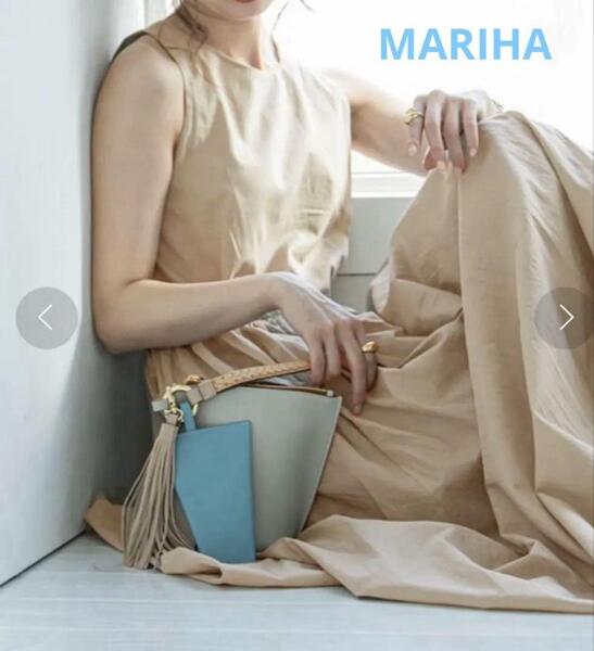 極美品 MARIHA マリハ 夏のレディのドレス ベージュ 茶色 ワンピース ノースリーブ フレア ティアード ロング 春夏秋 レディース