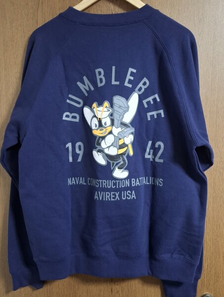 AVIREX アビレックス トレーナー スウェット「WEB&DEPOT限定」”SEABEE” CREWNECK SWEAT ”シービー” クルーネック スウェット ネイビー