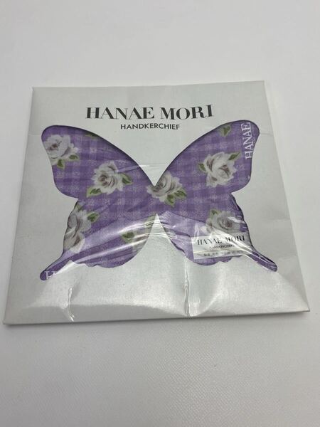 K091 シール付き未使用品 HANAE MORI ハナエモリ ハンカチ バンダナ スカーフ バラ 綿 コットン100%