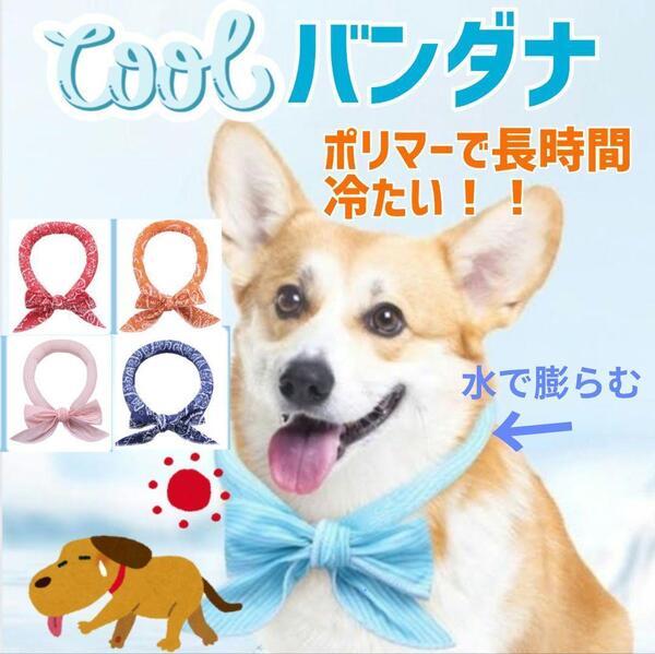 ① クールネック 赤 クールバンダナ ポリマー入り 熱中症対策 犬 猫 ネッククーラー