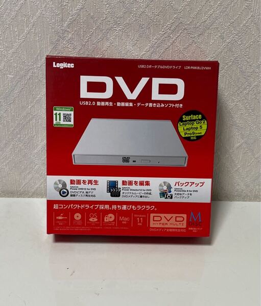 705i0809 ロジテック 外付け DVDドライブ USB3.2(Gen1) USB Type Cケーブル付 windows/Mac/Surface対応 サイバーリンク