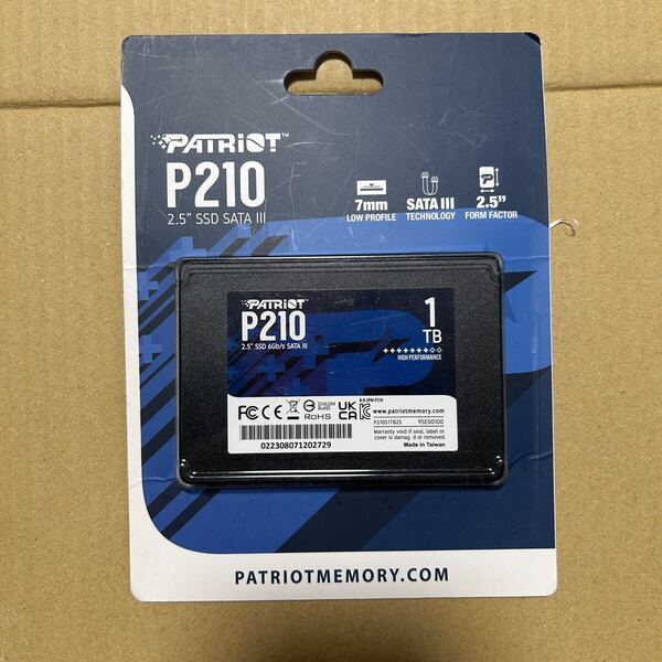 開封済み未使用 Patriot P210 1TB SATA3 2.5インチ 内蔵SSD