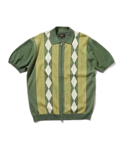 タグ付き 定番 クラシック レトロ BEAMS PLUS Zip Knit Polo ラミー コットン ジップ ニット ポロシャツ シャツ ビームス ジョンスメドレー
