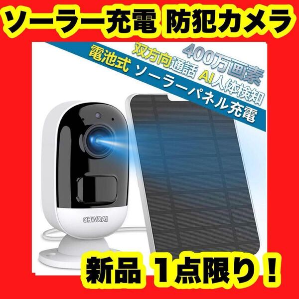 【新品】【大特価】64GB TFカード内蔵 ソーラーパネル充電 電源不要 400万画素 防犯カメラ