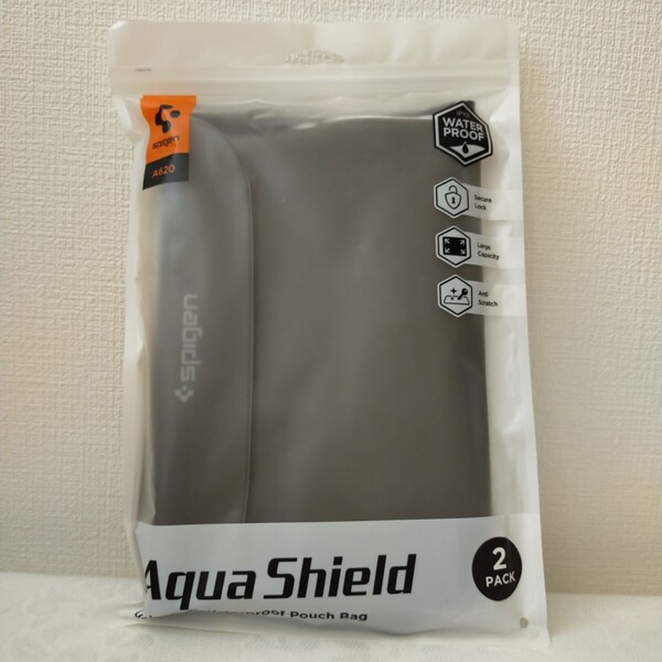 新品 完全防水ポーチ Spigen Aqua shield A620 2pack シュピゲン IPX8認証 ケース 海 プール アウトドア スマホ 三重チャック ベルクロ