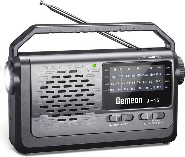 高品質 防災携帯ラジオ、超高感度、短波ラジオ、FM/AM対応、単1乾電池/AC、