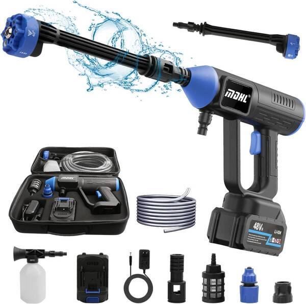 人気 新型2023年 高圧洗浄機 充電式 6in1噴射モード搭載 大容量1500