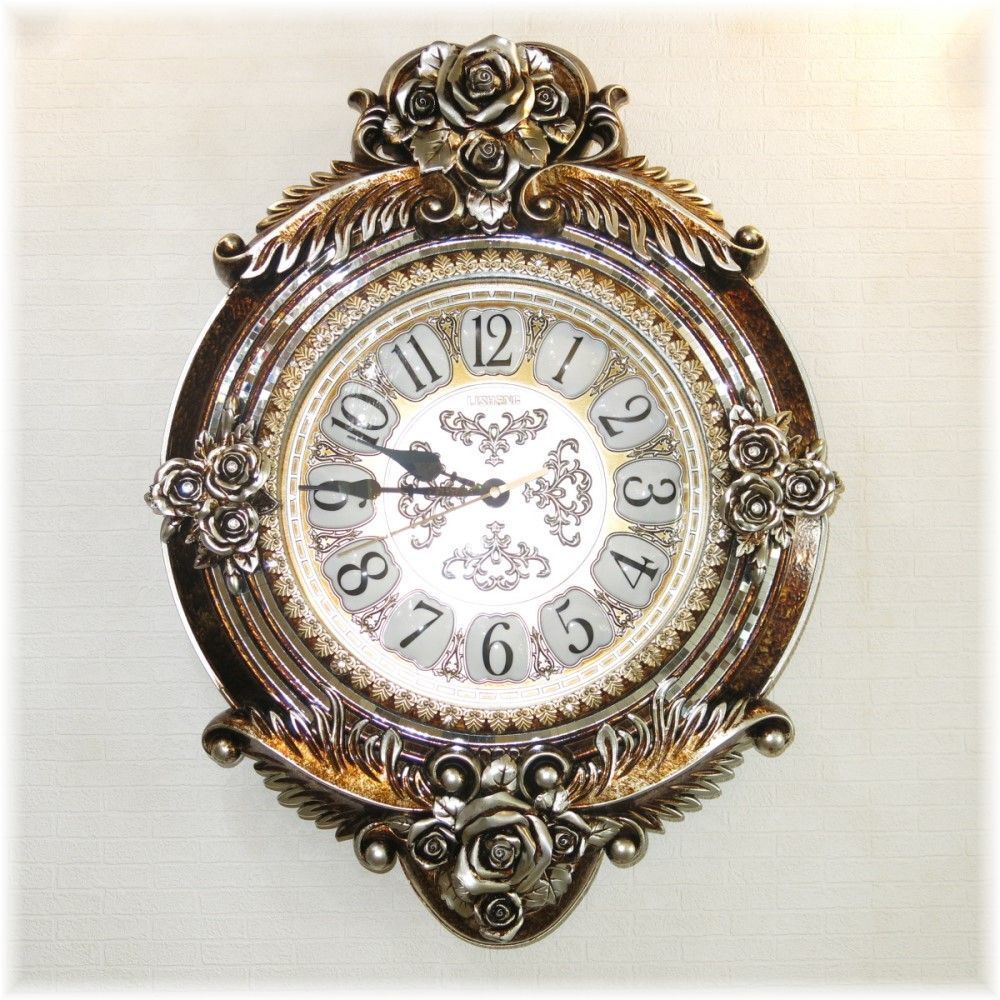 ☆超激安即決！☆新品アンティーク調薔薇モチーフ壁掛け振り子時計