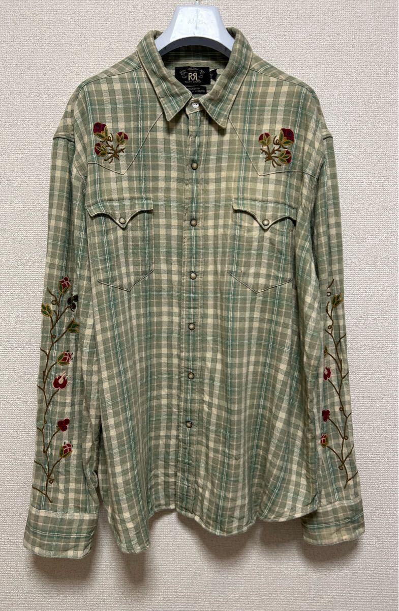 RRL(ダブルアールエル) チェックウエスタンシャツ ベージュ