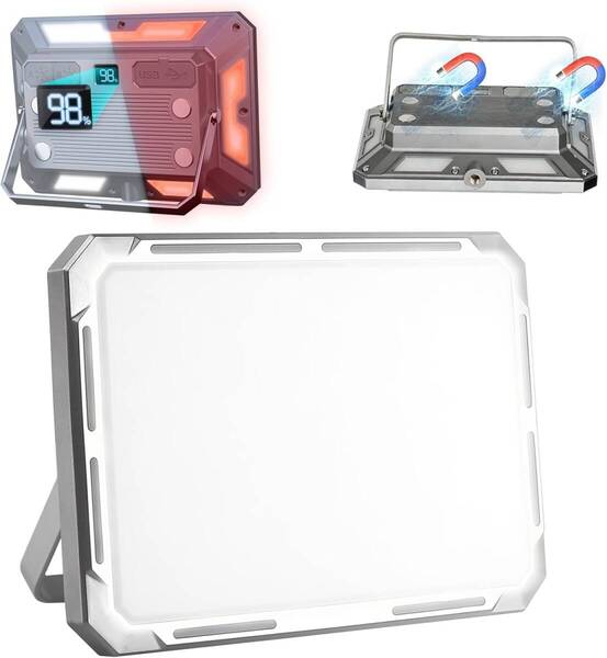 投光器 LEDランタン【8000mAh大容量 3500LM】ワークライト超高輝度 3色切替 Type-c充電式 磁気設計 無段階調光 SOSモード IP66防水小型軽量