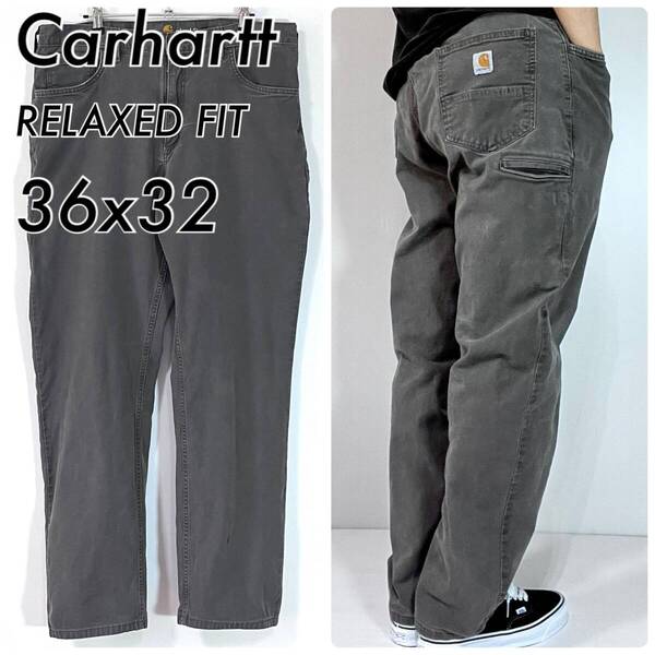 Carhartt カーハート W36L32 チャコールグレー ダークコーヒー ライトダックペインターパンツ リラックスフィット グッドフェードp25043195