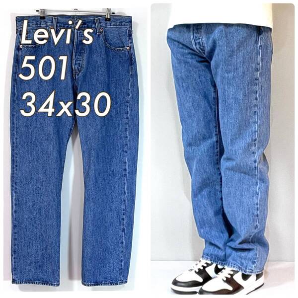 美品 Levi's リーバイス 501-0193 W34 L30 ミディアムウォッシュ レギュラーフィット デニムパンツ ジーンズ ゴールデンサイズ p25043190