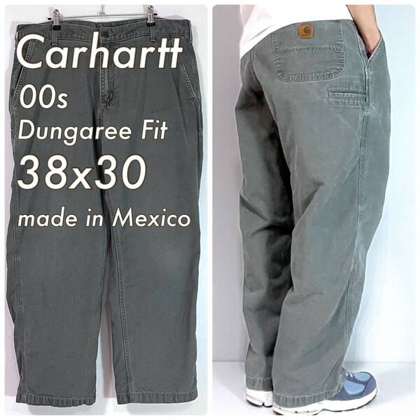 00s Carhartt カーハート W38 L30 ダークモス ダック地 ペインターパンツ ダンガリーフィット B175 DMS メキシコ製 レアカラー p25043183