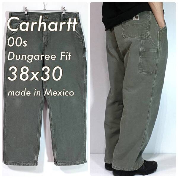 00s Carhartt カーハート W38L30 MOS モスグリーン カーキ ネルライナー ダックペインターパンツ ダンガリーフィット メキシコ製 p25043201