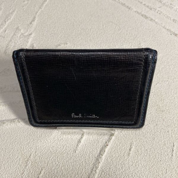 Paul Smith ポール スミス ステッチ カードケース 名刺入れ レザー パスケース ブラック