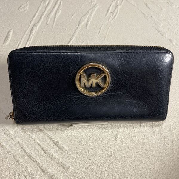 MICHAEL KORS マイケルコース レザー ラウンドファスナー 長財布 黒 ウォレット