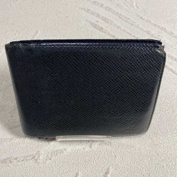 LOUIS VUITTON ルイ・ヴィトン 二つ折り札入れ財布 ポルトビエ3ヴォレ タイガ M30422 レザー ブラック 黒 ウォレット