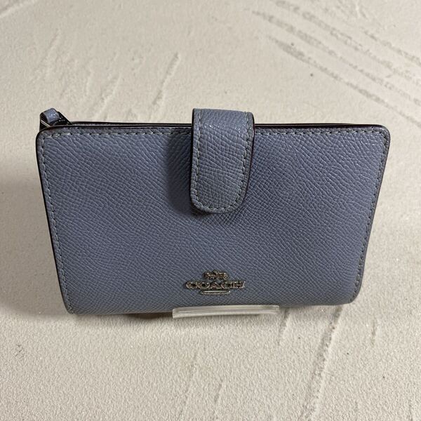 COACH コーチ 二つ折り財布 ミストブルーL字ファスナーコインケース F11484 ウォレット 小銭入れ