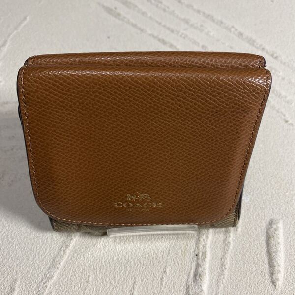 COACH コーチ 三つ折り 財布 ウォレット レザー ブラウンシグネチャー 小銭入れ