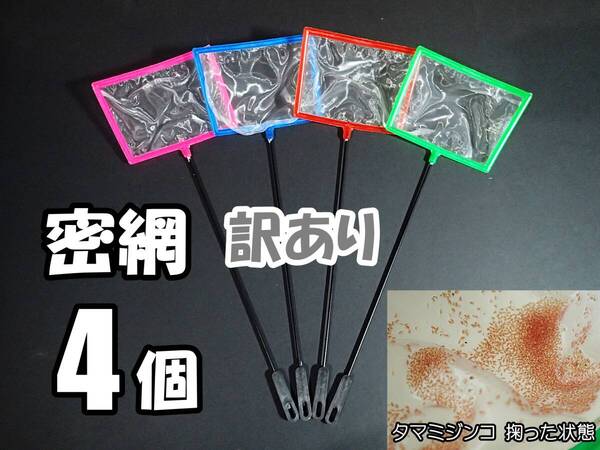 【訳あり】送料込 密網 ネット 4個 角型 即決 水槽用品 ミジンコ メダカ針子用に(ブラインシュリンプ・ゾウリムシは掬えません)