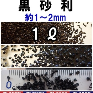 【送料込】黒 砂利 1リットル 約1~2mm ブラックサンド メダカ・熱帯魚・金魚・タナゴ・シュリンプの底床に 底砂 多肉植物の化粧砂に