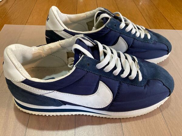 ナイキ ナイロンコルテッツ 27.5cm レザー 筆記体 ネイビー ホワイト nike nylon cortez デュブレ 紺色 ホワイト 白