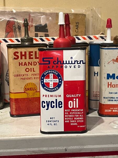 【送料無料】ビンテージ ハンディオイル缶 Schwinnシュイン cycle oil ガレージ1950's 1960's 自転車オールドスクールBMX