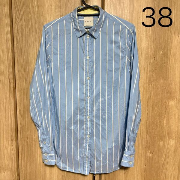 1119 paul smith ポールスミス 長袖ストライプブラウスシャツ イタリア製 シルク 38