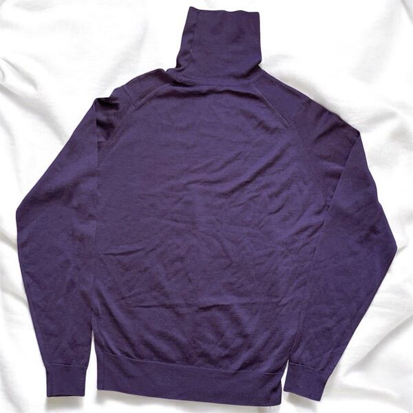 美品 ジョンスメドレー ビームスF コラボ タートルネックニット イングランド製 PURPLE John Smedley BEAMS F 別注 セーター サマーニット