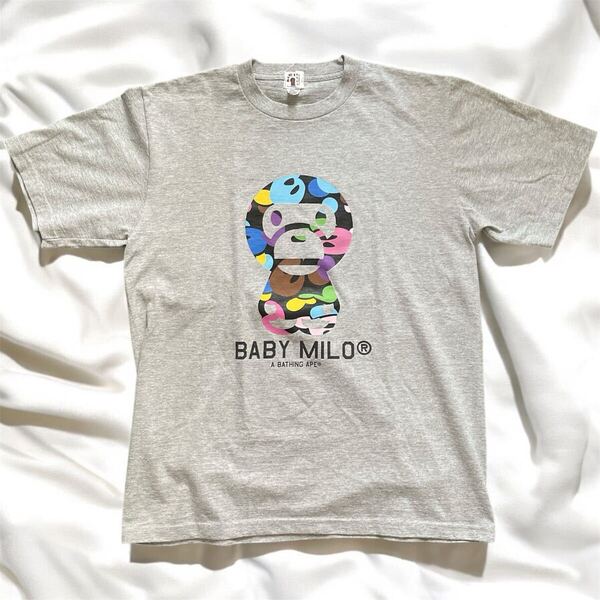 レア 良品 00s Y2K ベビーマイロ ベイシングエイプ マルチカモ Tシャツ グレー babymilo a bathing ape 猿 迷彩 カモフラ ベイビーマイロ