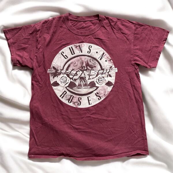 良フェード 2009 GUNS N' ROSES バンド Tシャツ 00s ガンズアンドローゼス バンT Tee 公式 コピーライト バーガンディー burgundy Y2K 00's