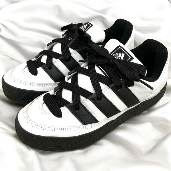 1回着の極美品 アディダス アトモス コラボ アディマティック レザー ホワイト WHITE 白 adidas ADIMATIC HOMMAGE Atmos ID7717 スケシュー
