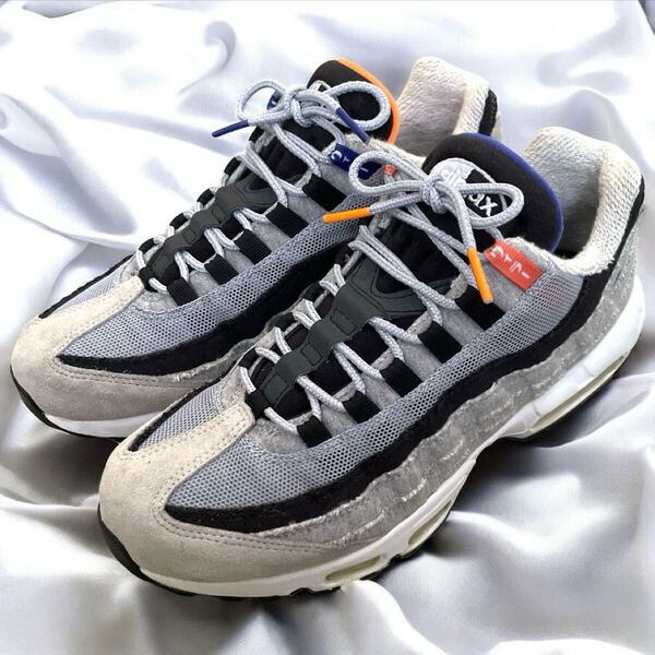 レア 良品 ナイキ ループウィラー エアマックス95 コラボ CQ7853-001 グレー Nike Loopwheeler Air Max 95 スニーカー 靴 ロゴ刺繍 LW
