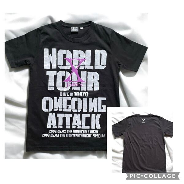 美品 YOSHIKIカード限定 X JAPAN ライブ Tシャツ 2009年 バンド WORLD TOUR Live in TOKYO 〜攻撃続行中〜 UNDERGROUND KINGDOM VISA CARD