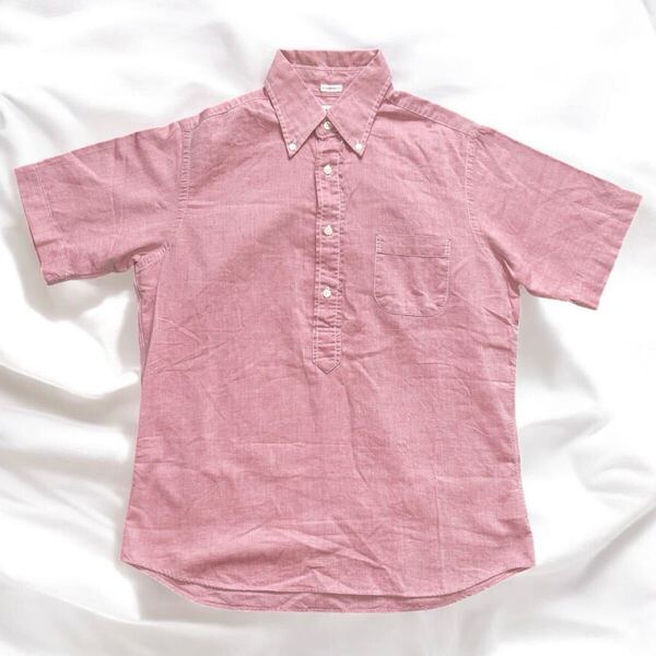 美品 インディビジュアライズドシャツ プルオーバー シャツ シャンブレー ピンク usa製 individualized shirts 半袖 ボタンダウン アメリカ