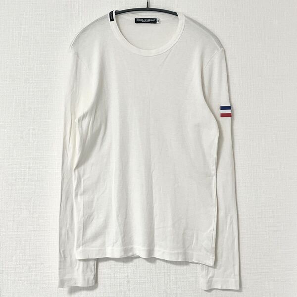 DOLCE&GABBANA サイズ48 メンズ 長袖 Tシャツ ロンT 白 カットソー クルーネック D&G 古着
