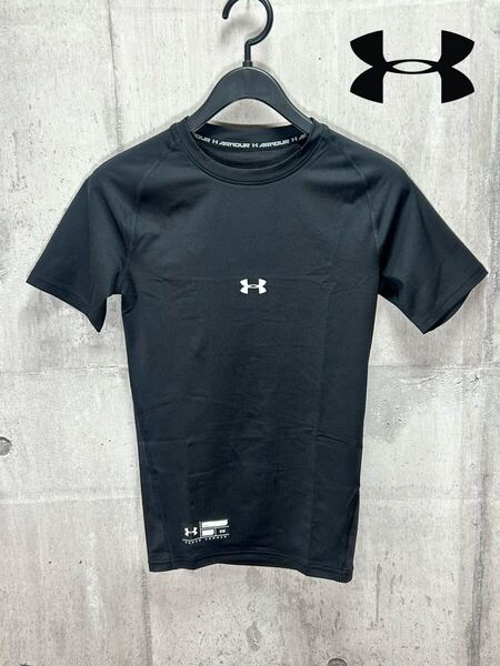 未使用 正規品 SM アンダーアーマー UNDER ARMOUR メンズ 野球 アンダーシャツ 半袖 ヒートギア アーマー コンプレッション クルー 黒