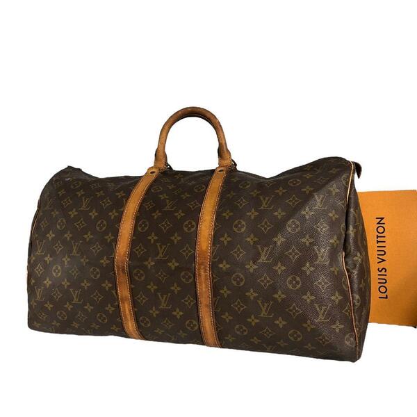 【鑑定済・正規品】ルイヴィトン LOUIS VUITTON モノグラム キーポル55 ボストンバッグ ブラウン 茶