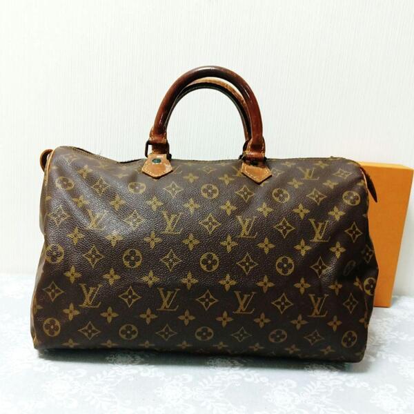 【鑑定済・正規品】ルイヴィトン LOUIS VUITTON モノグラム スピーディ35 ハンドバッグ ボストンバッグ ブラウン 茶