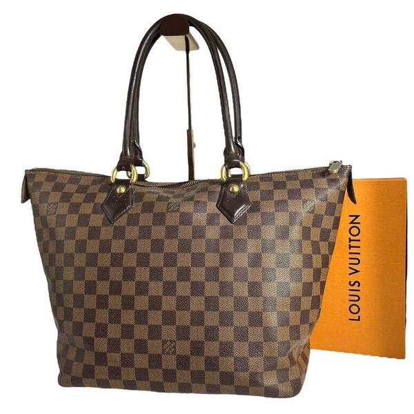 【鑑定済】ルイヴィトン LOUIS VUITTON サレヤ ダミエ トートバッグ ハンドバッグ ブラウン 茶 正規品 レディース