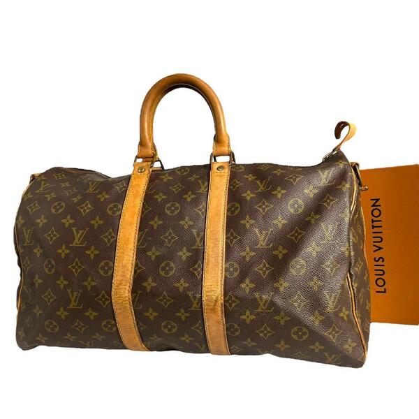 【鑑定済】ルイヴィトン LOUIS VUITTON モノグラム キーポル45 バンドリエール ボストンバッグ ブラウン 茶