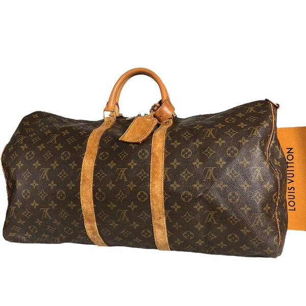 【鑑定済・正規品】ルイヴィトン LOUIS VUITTON モノグラム キーポル55 ボストンバッグ ブラウン 茶