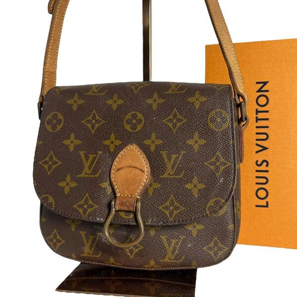 【鑑定済】ルイヴィトン LOUIS VUITTON モノグラム サンクルーMM ショルダーバッグ ブラウン 茶