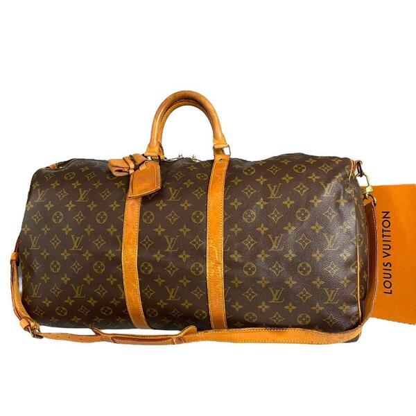 鑑定済☆ルイヴィトン LOUIS VUITTON モノグラム キーポル バンドリエール55 ボストンバッグ ブラウン 茶