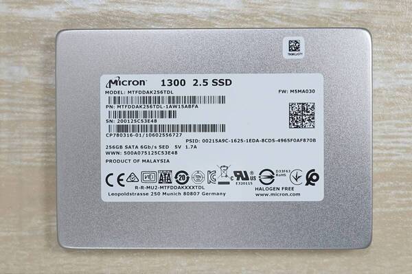 即決!正常動作品★マイクロン製 Micron SSD 256GB SATA 2.5インチ 7mm厚★健康状態「正常」★送料無料★Yahoo!フリマ購入可