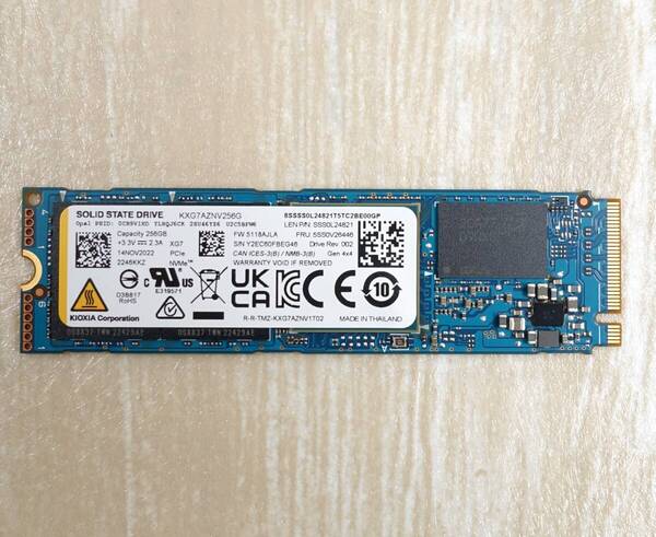 即決!正常動作品★キオクシア製 KIOXIA SSD 256GB PCIe NVMe 2280 健康状態「正常」★送料無料★Yahoo!フリマ購入可